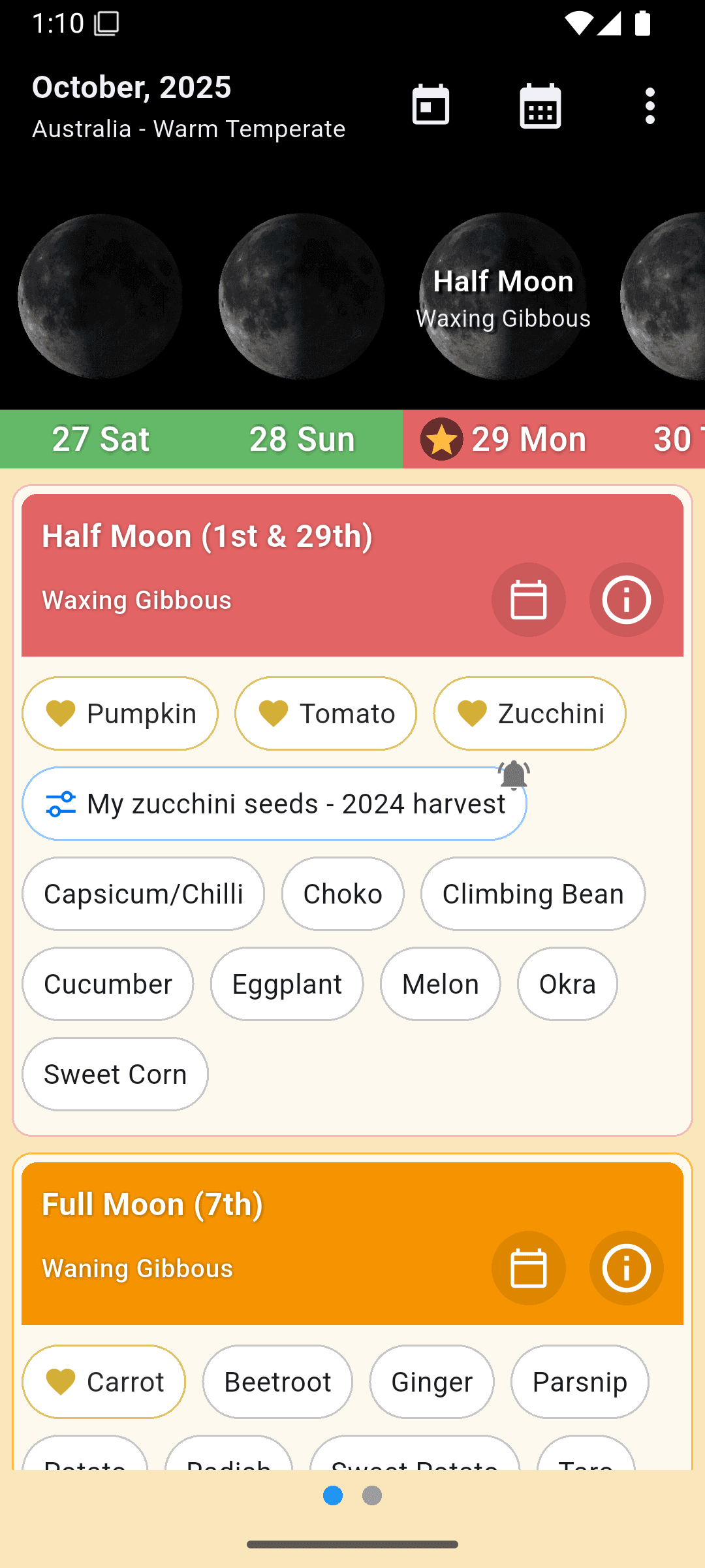 Moon phase calendar